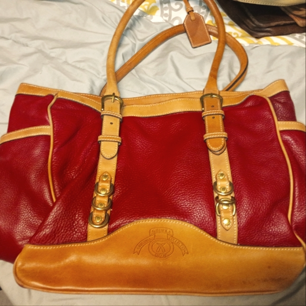 Ghurka Women's Red and Tan Leather Bag
